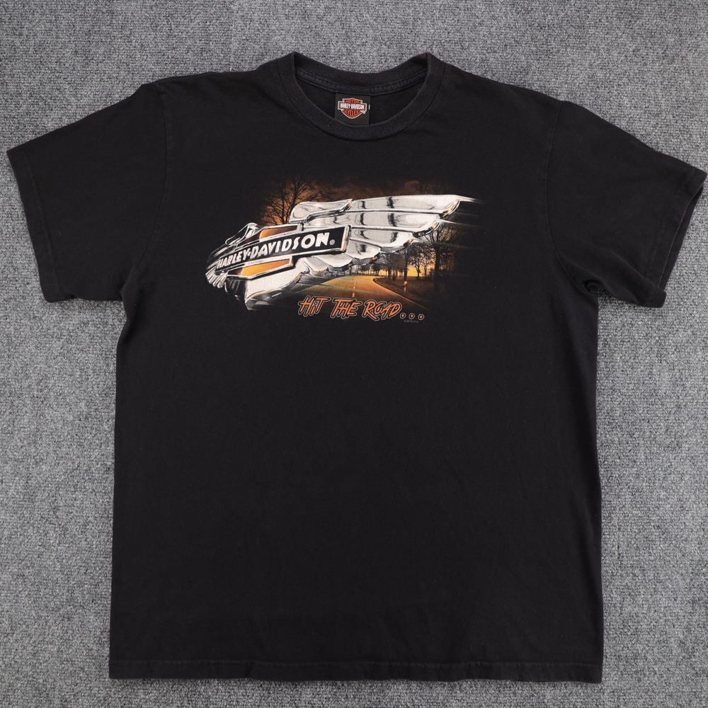 Harley-Davidson T-Shirt Mens Large Black Adventure Dover Ohio Horsepower Graphic